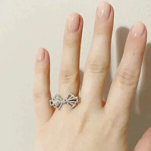 Sterling silver CZ Bow ring -  7 coquette/bow/cottagecore